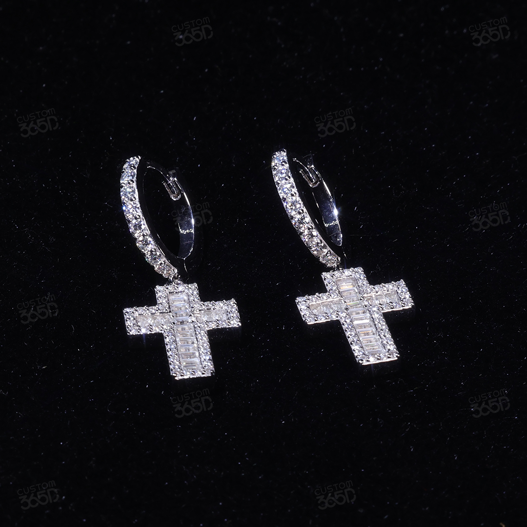 Emerald Cross earrings