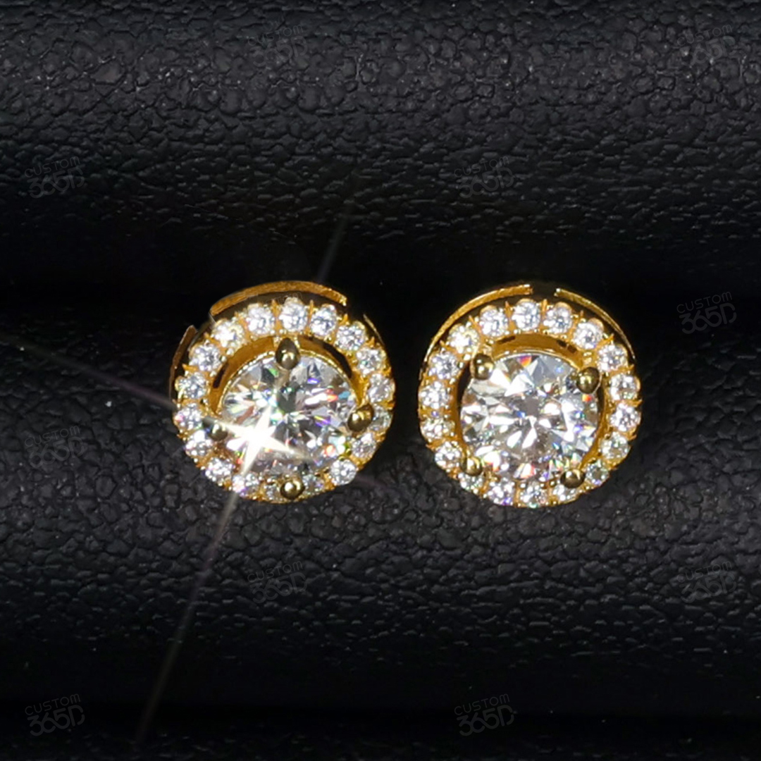 5mm round stones  Halo Earrings