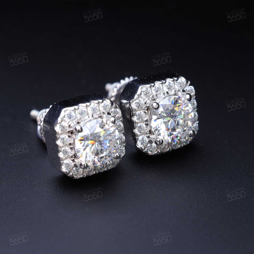 8mm Cluster Square Earrings