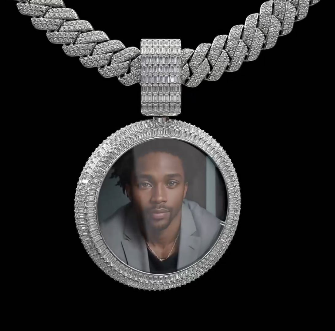2-inch Emerald Double-side Photo pendant