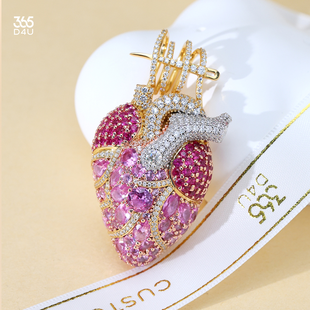 2-inch 3D Heart Photo Pendant