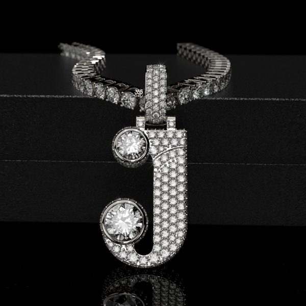 02 Big-Stone Accented Iced Letter Pendant