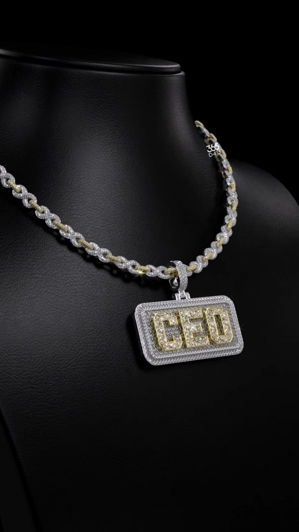 Custom CEO Mosaic-Set Block Pendant