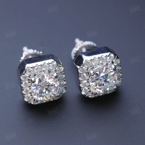 8mm Cluster Square Earrings - Image 3