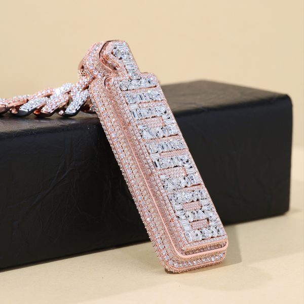 Custom Heavy Vertical Pendant with Mixed-Cut Stones