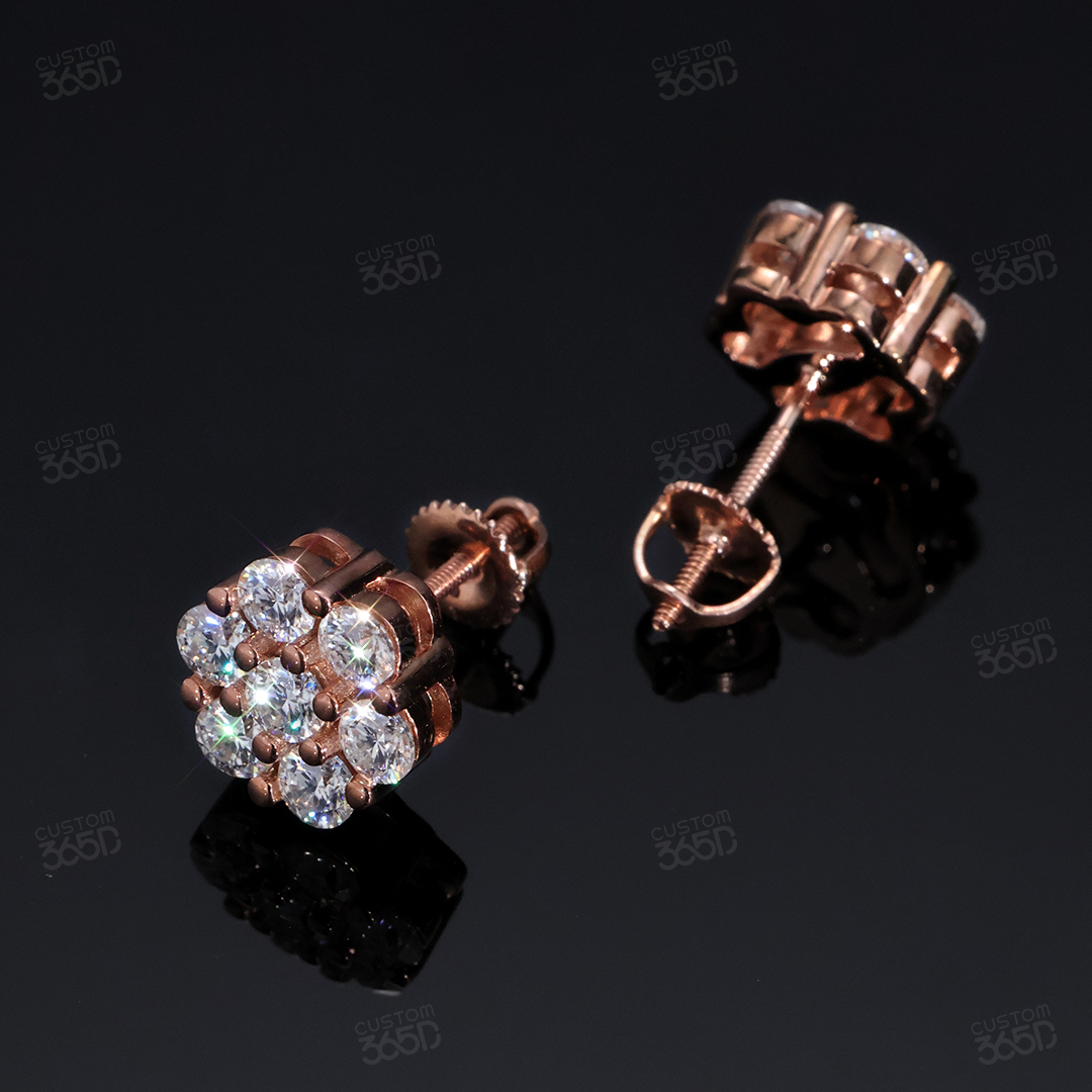 9mm Cluster Flower earring/stud - Image 3