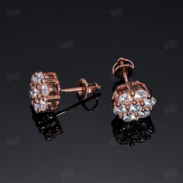 9mm Cluster Flower earring/stud - Image 2