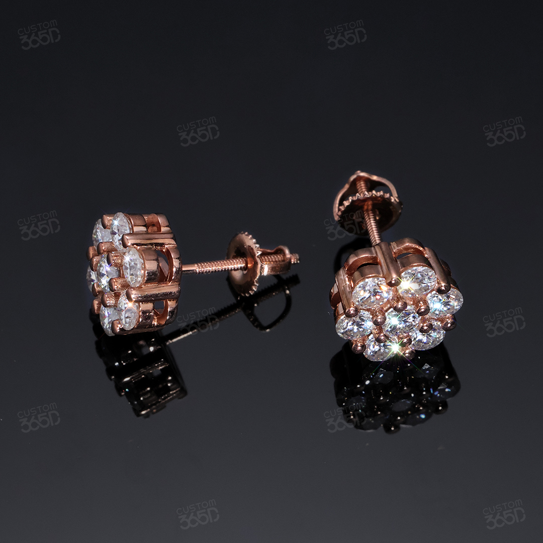 9mm Cluster Flower earring/stud - Image 2