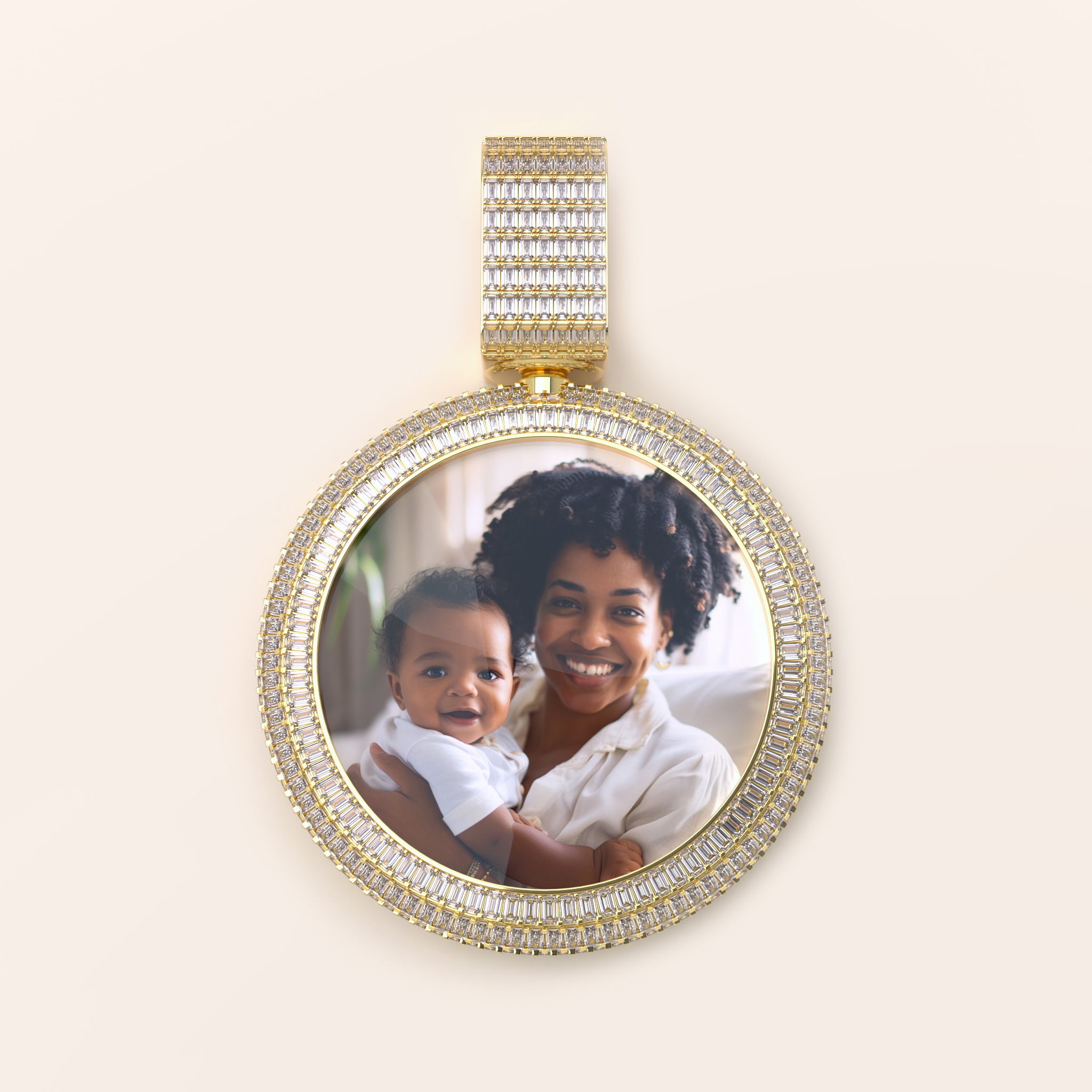 2-inch Emerald Double-side Photo pendant - Image 2