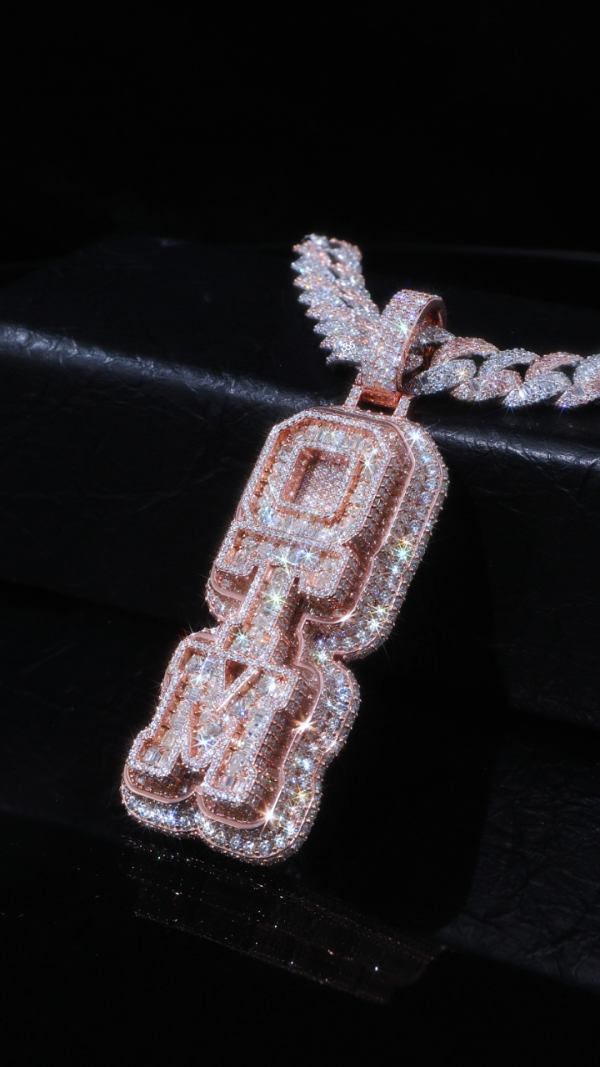 OTM Custom Vertical Wide Fancy-Cut Letter Pendant