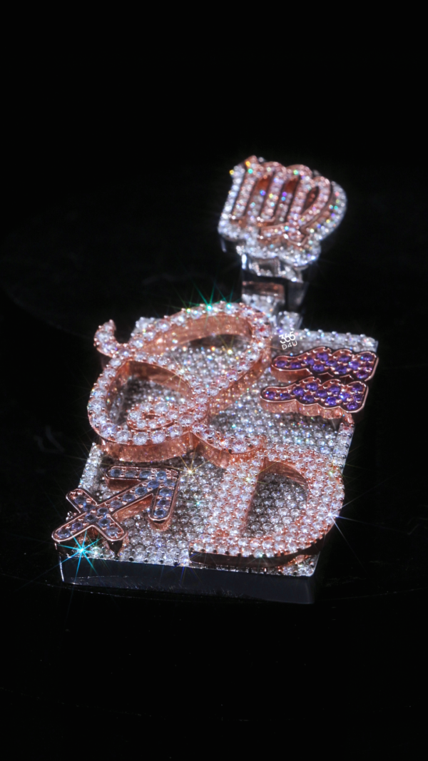 3D Layered Iced Dog Tag Pendant