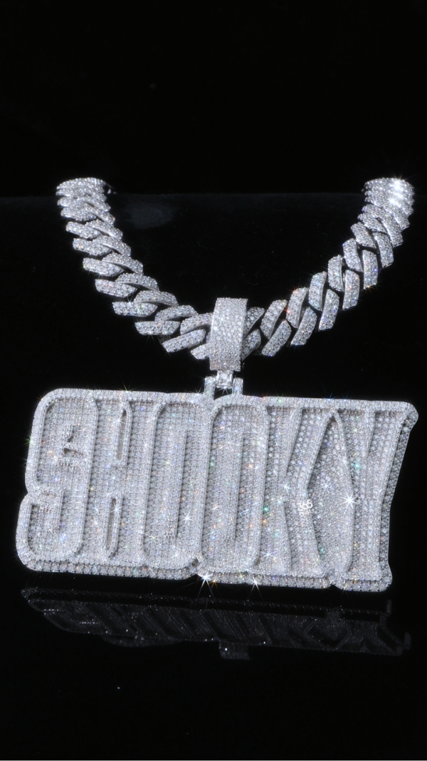 Custom Iced Block Letter Pendant – Heavy Masculine Font, Full Diamond Shine