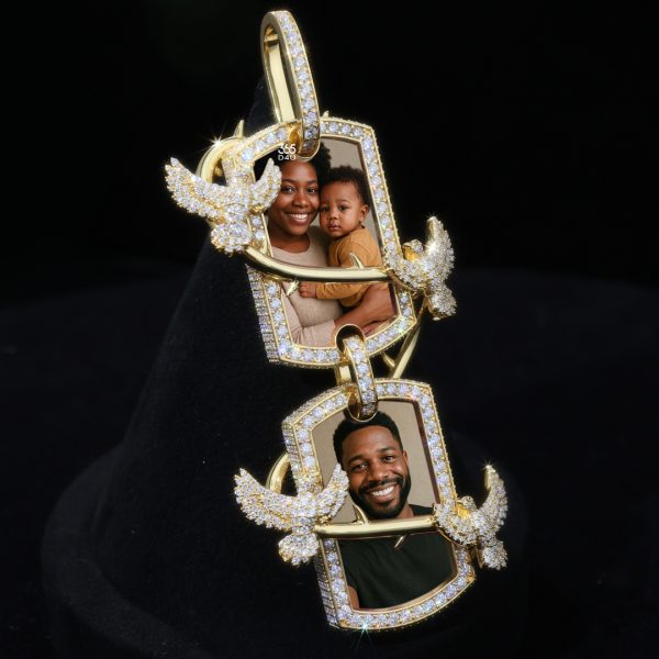3-inch wrapped double tag photo pendant