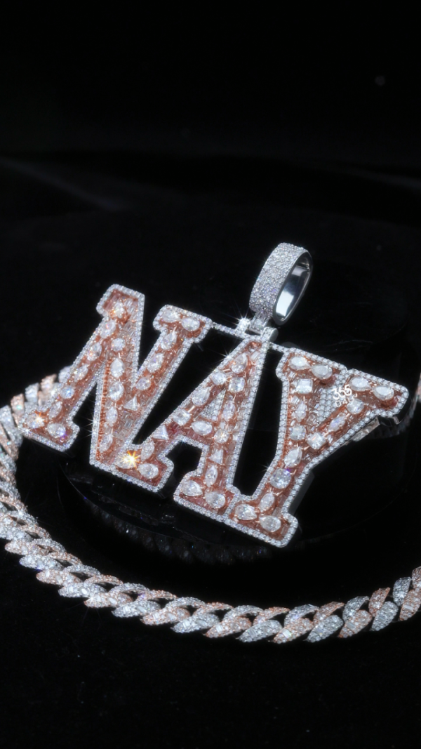 NAY Custom Multi-Letter Pendant with Full Fancy-Cut Stone Layout