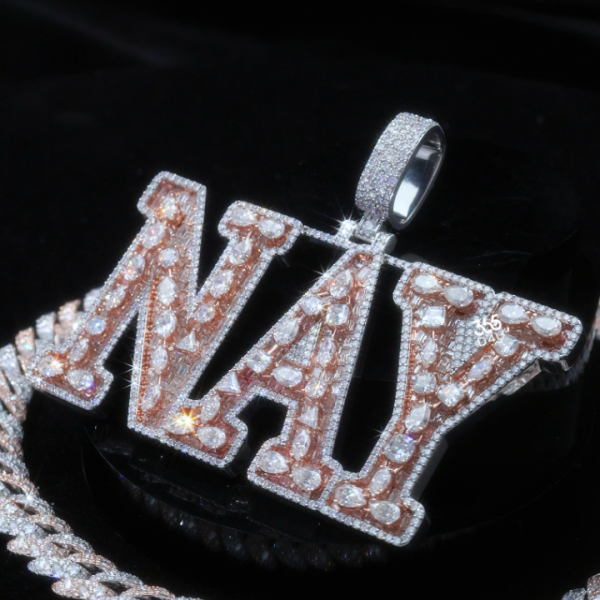 20250930– Custom Multi-Letter Pendant with Full Fancy-Cut Stone Layout