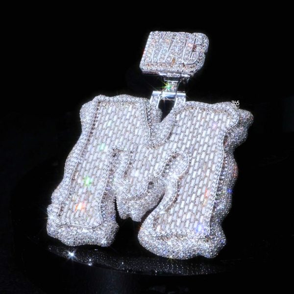 M Custom Sharp Block Letter Pendant