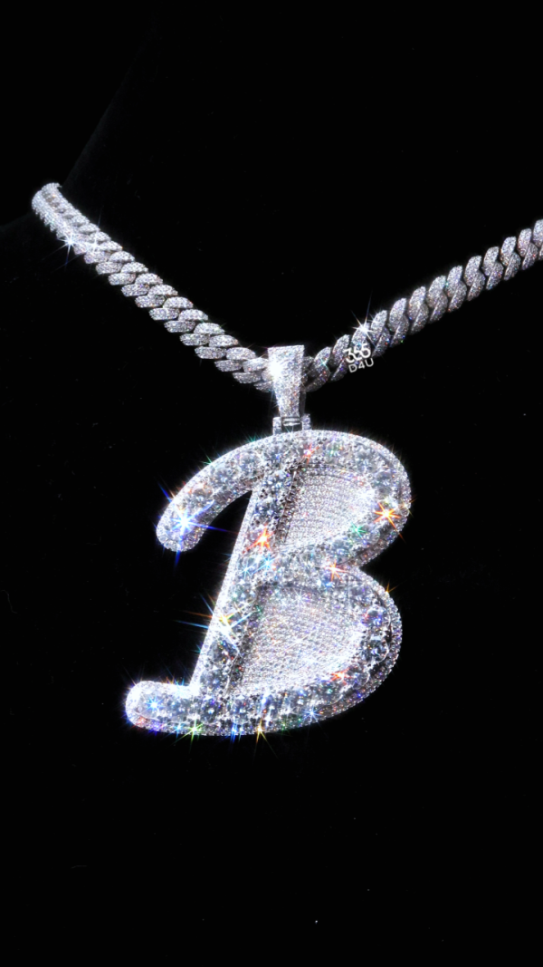 B Large-Stone Single Letter Pendant