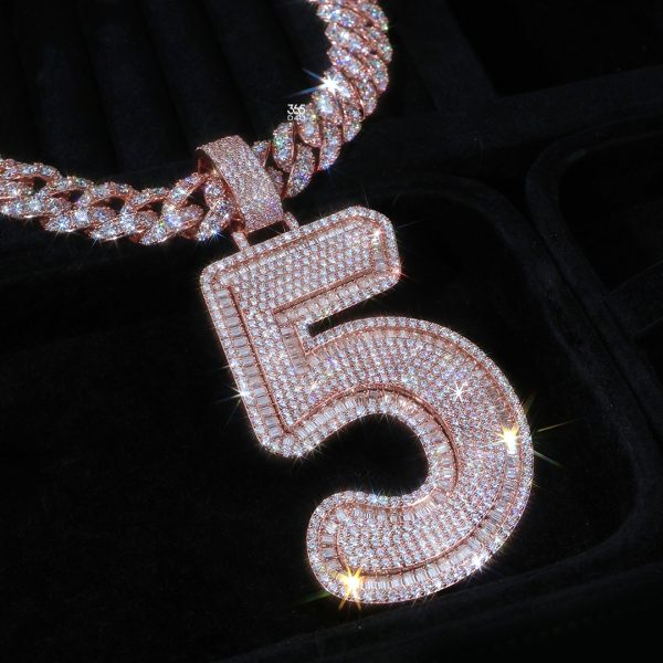 Letter 5 Custom Iced Number Pendant