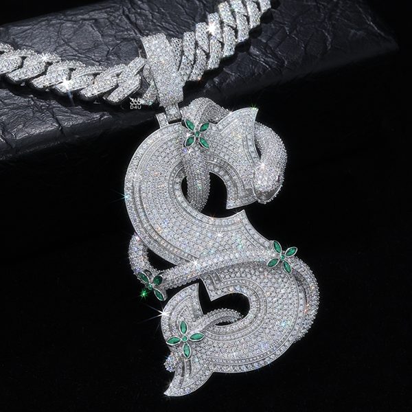 Letter S Snake-Wrapped Initial Pendant