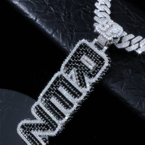 Iced Vertical Pendant with Black Moissanites