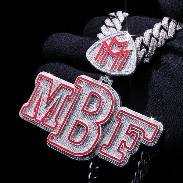MBF Bold Center Initial Pendant with Enamel Outline