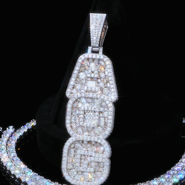 Fully Iced Mixed-Cut Vertical Pendant