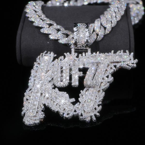 KT Fully Set Mixed-Cut Double-Letter Pendant