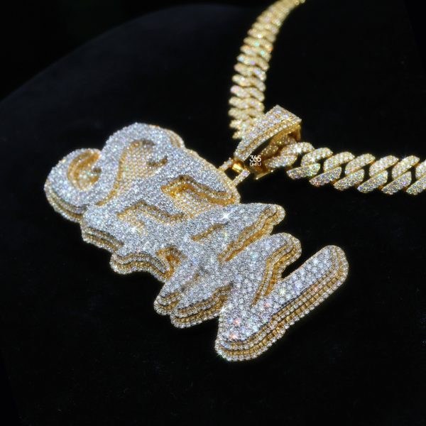 CD25AUG1260图片 (1) SEAN Mosaic Setting Brush Letter Pendant