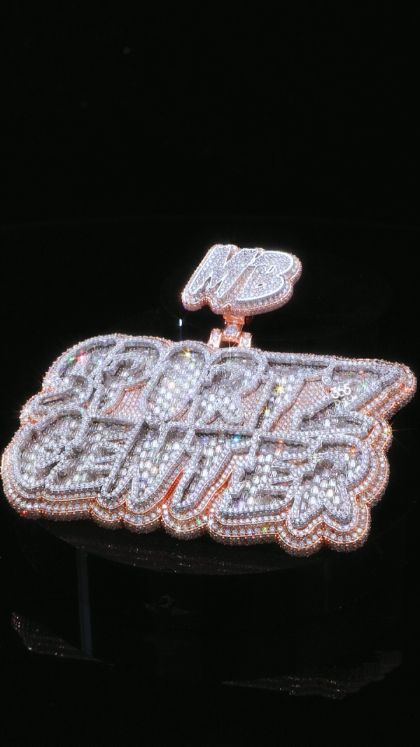 Emerald-Set Double-Row Name Pendant