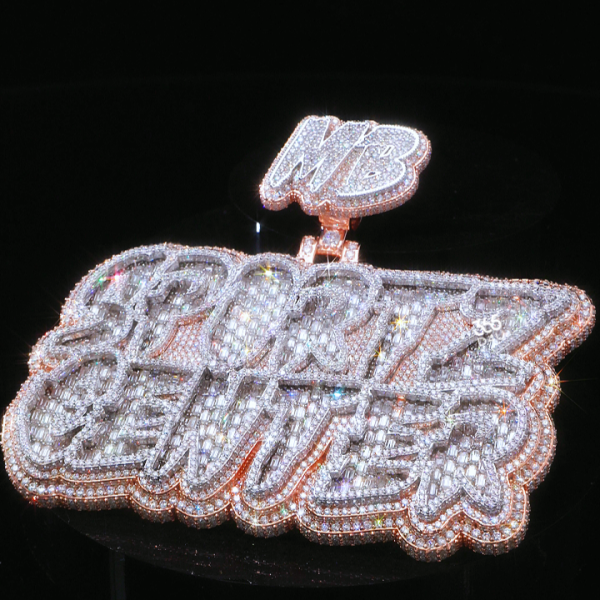 CD25JUL579图片 Emerald-Set Double-Row Name Pendant