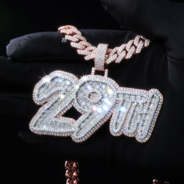 Custom Brush Emerald Letter Pendant