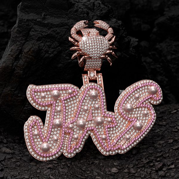 Pearl-Accented Brush Letter Pendant