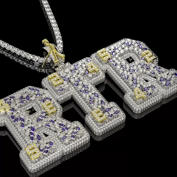 CD25MAY327图片 (4) RTR Custom Varsity Letter Pendant — Pear & Marquise Cut