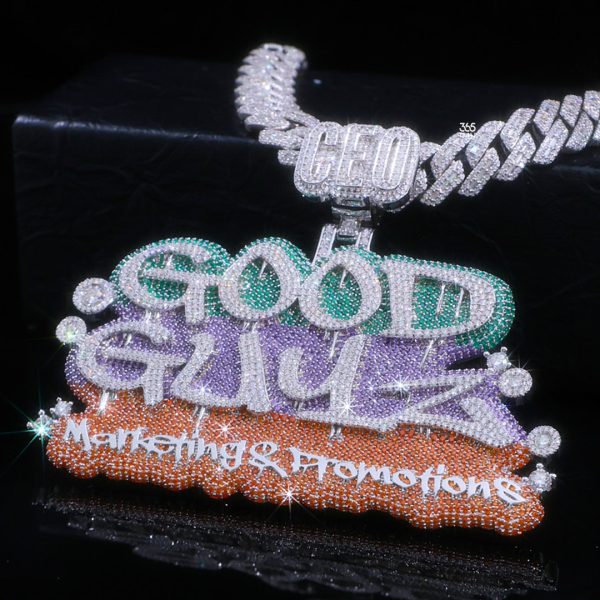 Custom Graffiti Logo Pendant – 3-Layer Color-Stone Design