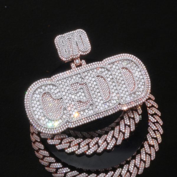 CEDD Custom Bubble Letter Pendant with Emerald Shine