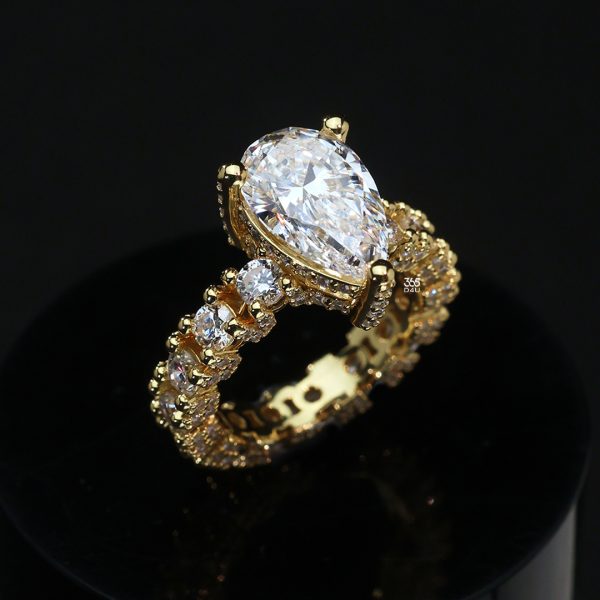 Custom 12x8mm Pear Cut Lab Diamond Ring