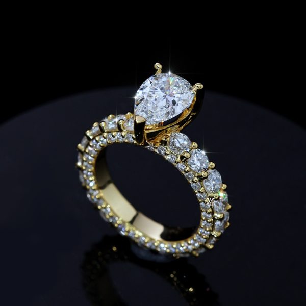 Custom 10x7mm Pear Cut Lab Diamond Ring