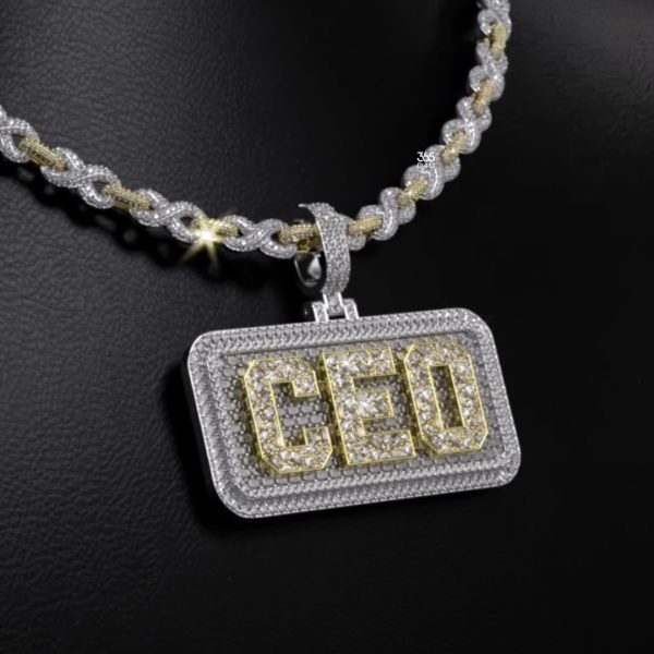 Custom Square Pendant with Emerald Background