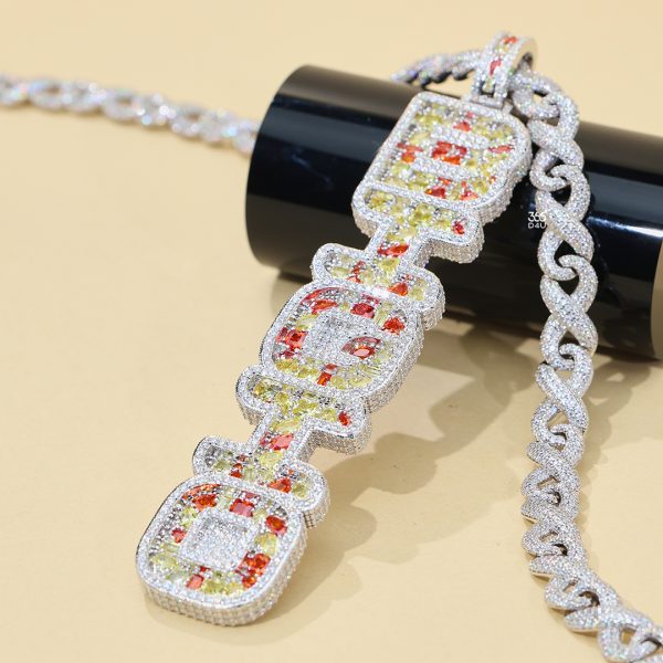 BIGIO Custom Vertical Pendant with Mixed-Shape Colored Stones