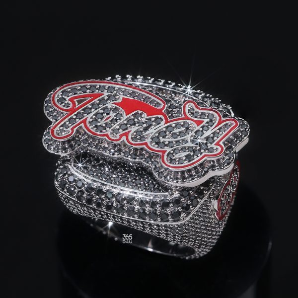 CD25DEC0224图片 (1) Championship Ring with Black Moissanite & Red Enamel Letter Top