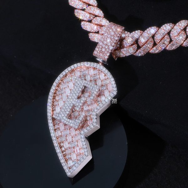 Zigzag Setting Half-Heart photo Pendant