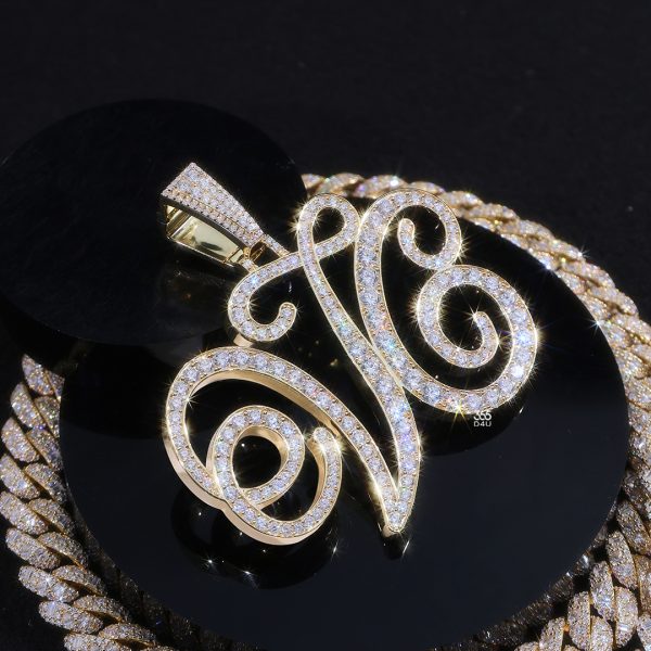 VC Custom Letter Pendant with Big Stones