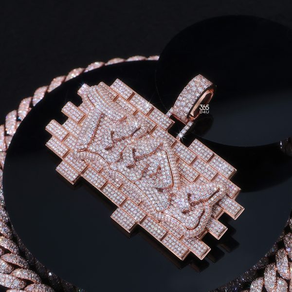 Rectangular Logo Pendant with Brick-Style Base & Raised Letters