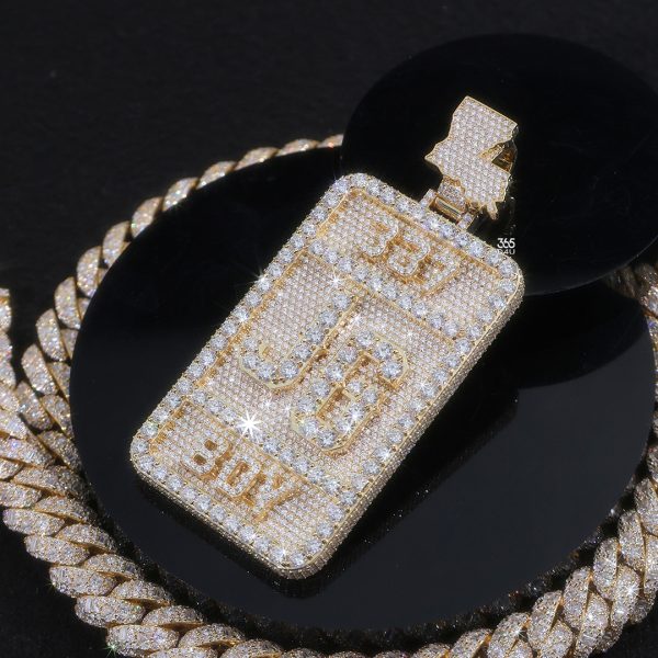 Big Diamond Letter Dog Tag Pendant