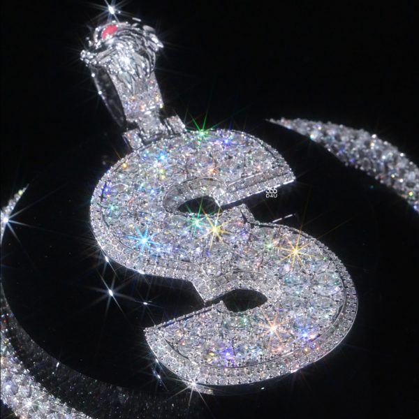 CD25SEP0161图片 S Custom Jersey Font Big-Stone Letter Pendant