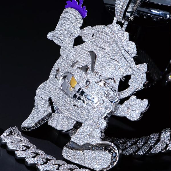 Oversized Logo Pendant With Lab Diamond