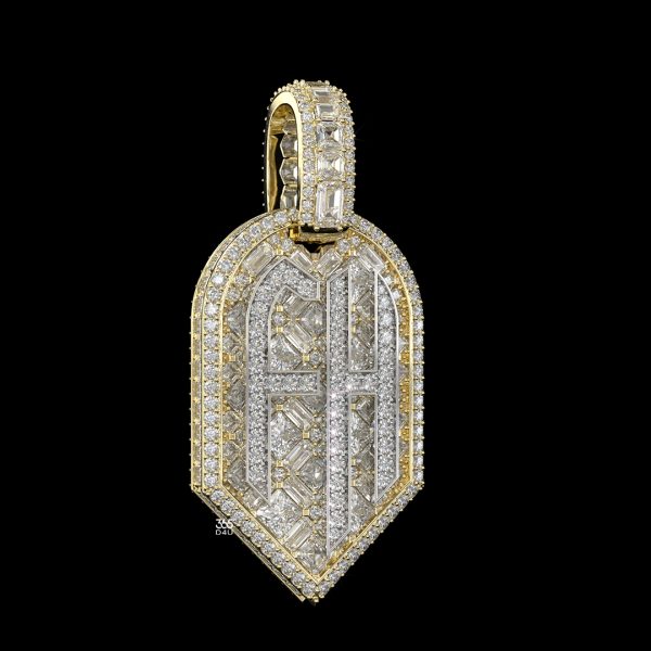 DGP-0003图片 (1) Double-Sided Dog Tag Pendant – Mixed Diamond Design