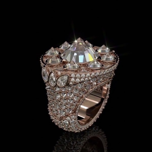 PD-C0394图片 Reverse-Set Mosaic Ring with Pear Accents