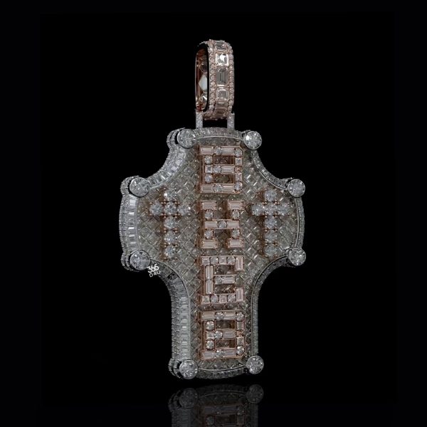 PD-C0422图片 Double-Sided Cushion Cut Cross Pendant