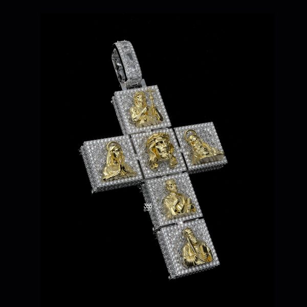 PD-C0424图片 Custom Double-Sided Modular Cross Pendant